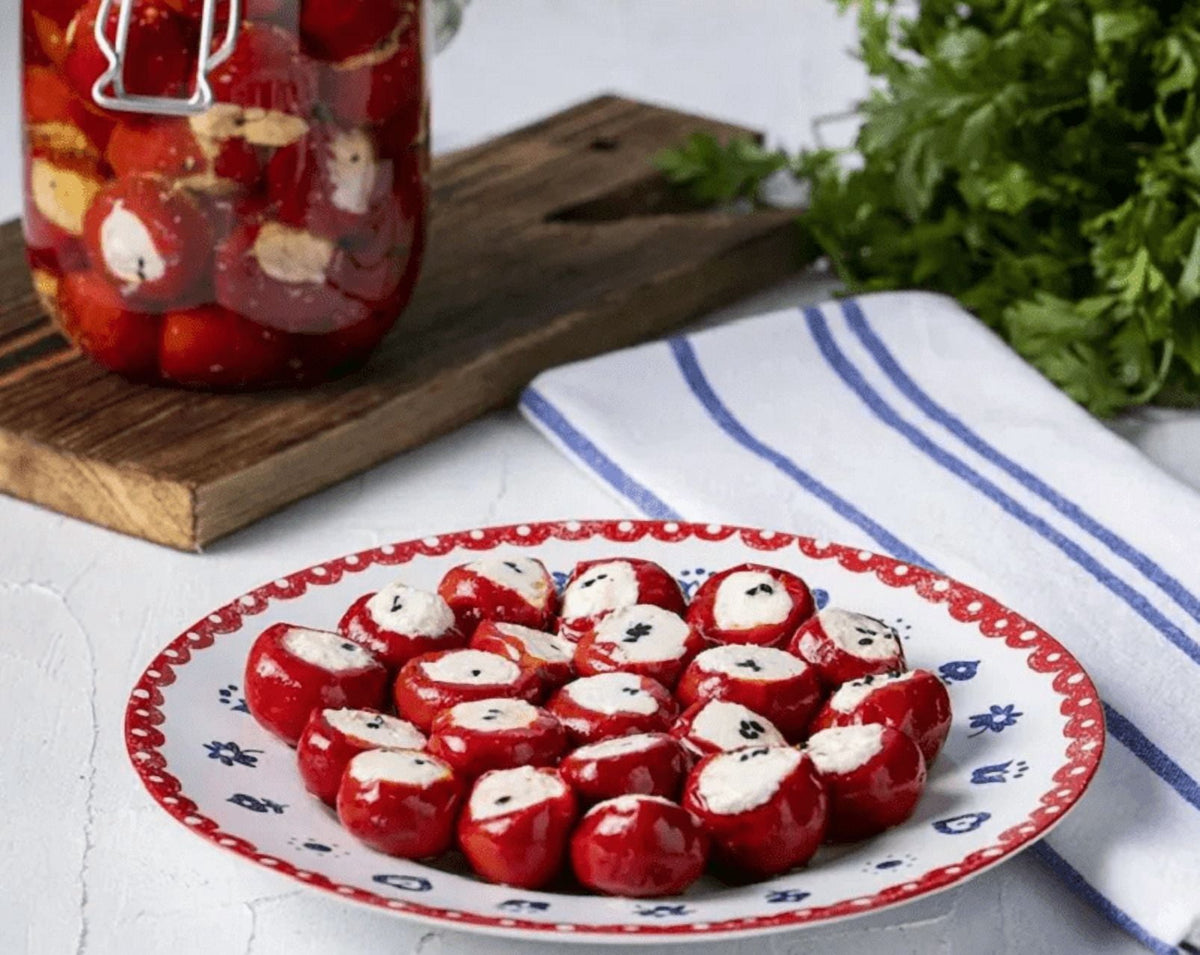 Cherry Red Peppers Stuffed with Cheese- - 2 Glass Jars Net Wt. 33.9oz. (960g)