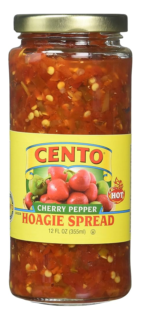 Cento Hot Cherry Peppers Hoagie Spread, Two Glass Jars, 12 Fl Oz, Gluten-Free, Vegetarian