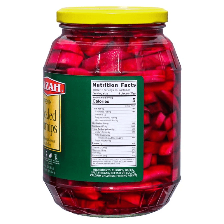 Pickled Turnips Lebanese Style One (1) Single Glass Jar 32oz - Drain Wt. 16oz