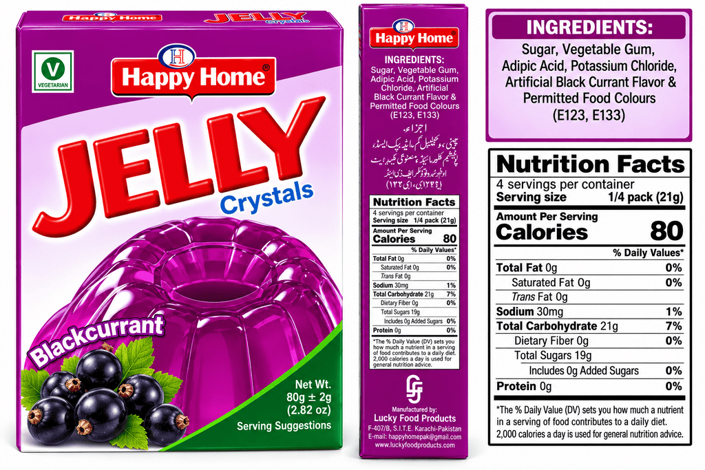 Happy Home Blackberry Halal Jelly Crystals, 80 g Boxes, 6-Pack