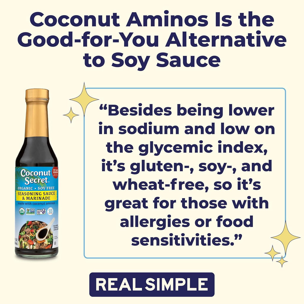 Organic Coconut Aminos Seasoning Sauce & Marinade, One (1) Glass Bottle NT.WT 32 Fl.Oz, (887mL)
