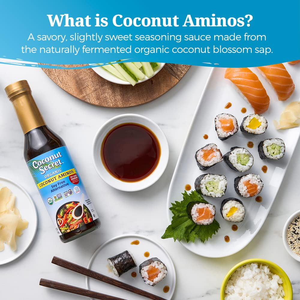 Organic Coconut Aminos Seasoning Sauce & Marinade, 2 Glass Bottles, 32 fl oz (887 mL) Each