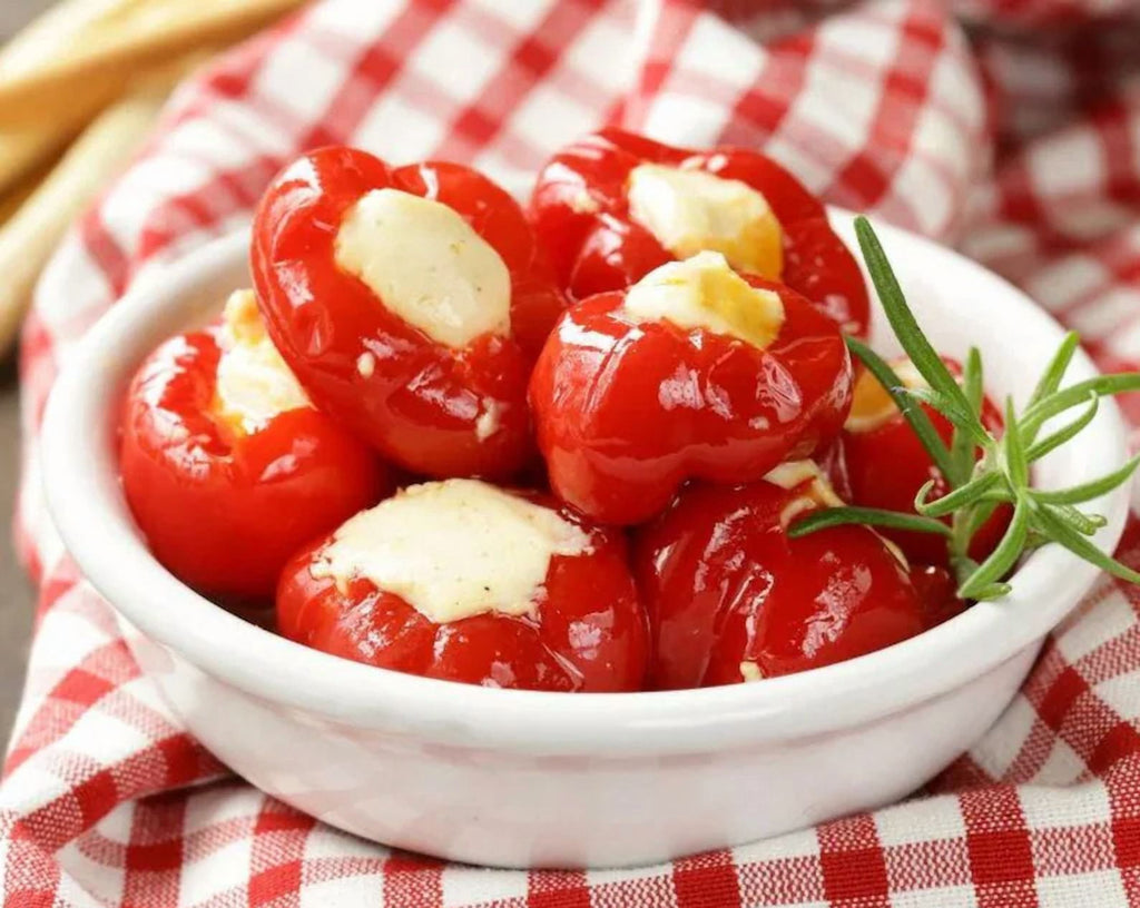 Cherry Red Peppers Stuffed with Cheese- - 2 Glass Jars Net Wt. 33.9oz. (960g)