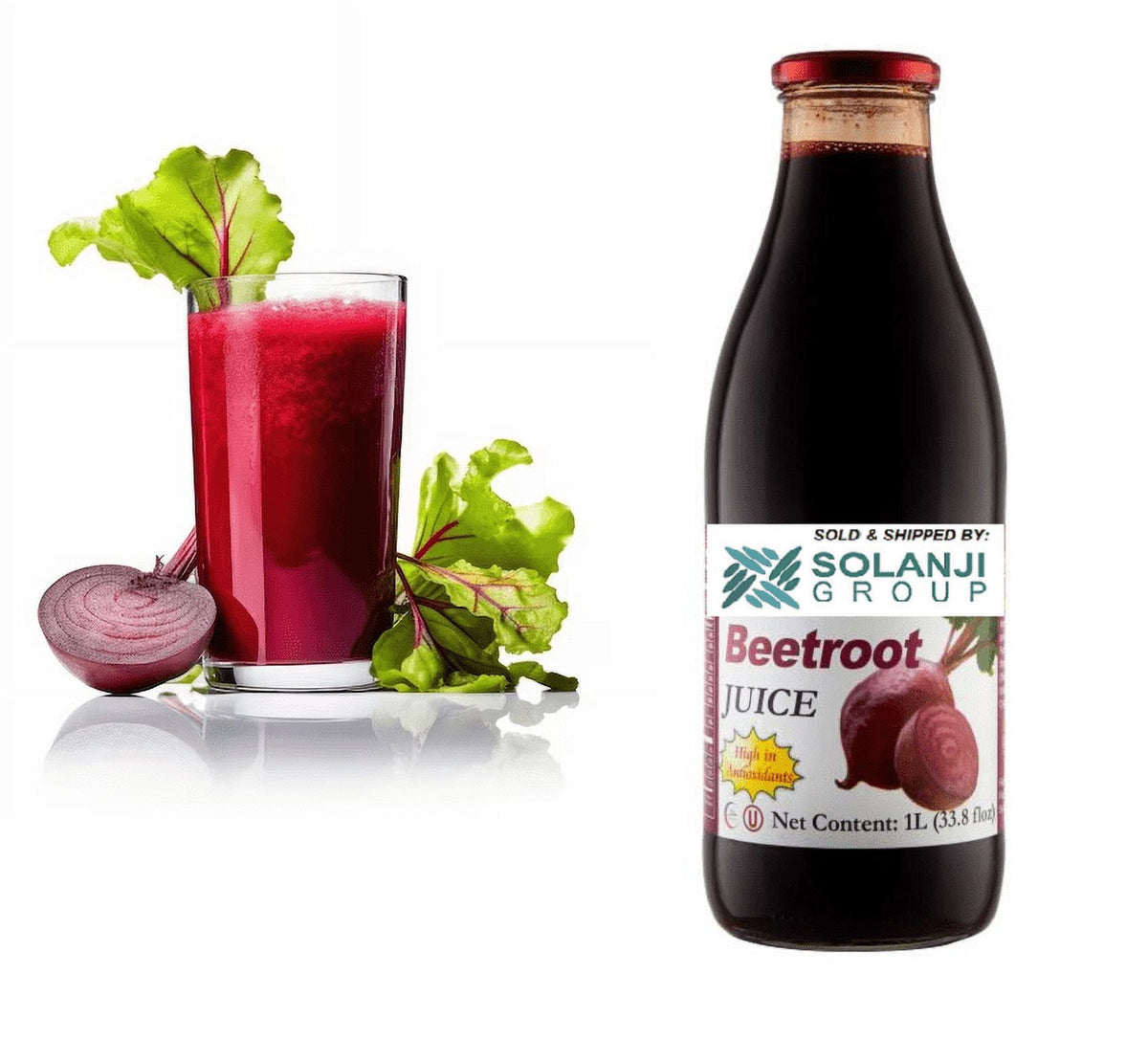 Beetroot Juice Net 33.8 fl.oz (1 Ltr.) - Two (2) Glass Bottles - High in Antioxidants