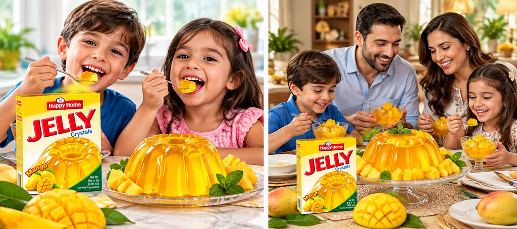 Happy Home Mango Halal Jelly Crystals, 80 g Boxes, 6-Pack