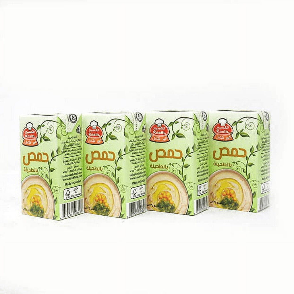Hummus Kasih with Tahini Ready To Eat Mini Size 1 x 4 Mini Packets 135g/5oz each Mini Packet - حمص الكسيح بالطعمة الجديدة، جاهز للأكل