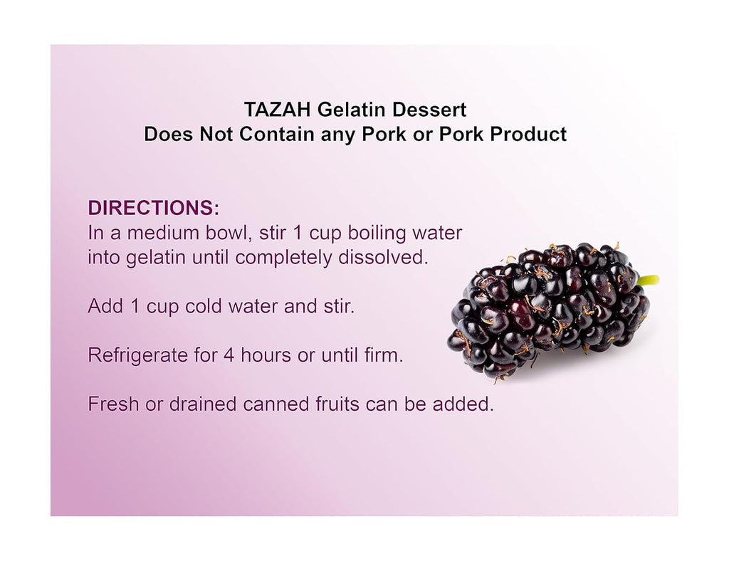 Mulberry Halal Gelatin Dessert Jell-O 3.oz each - Pack of 6 - جيليه التوت حلال