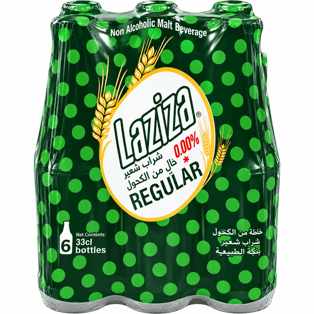 Laziza Regular Malt Beverage, One 6-Pack 11.2 Fl. oz. (330ml) Glass Bottles