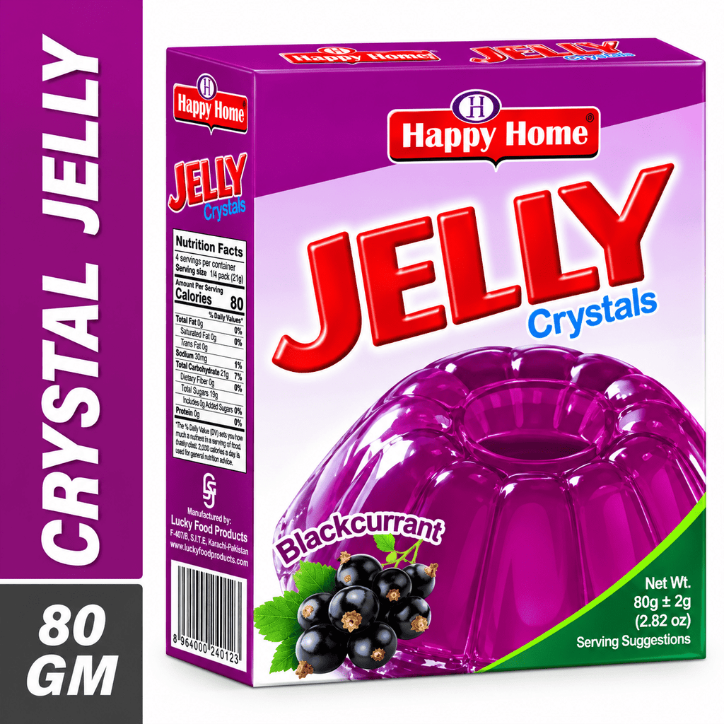 Happy Home Blackberry Halal Jelly Crystals, 80 g Boxes, 6-Pack