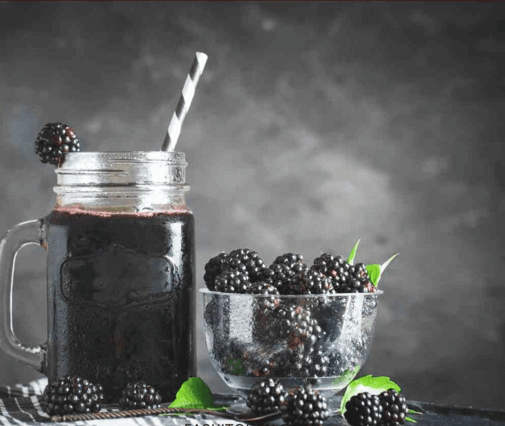 Blackberry Juice Net 33.8 fl.oz (1 Ltr.) - 4 Glass Bottles - High in Antioxidants
