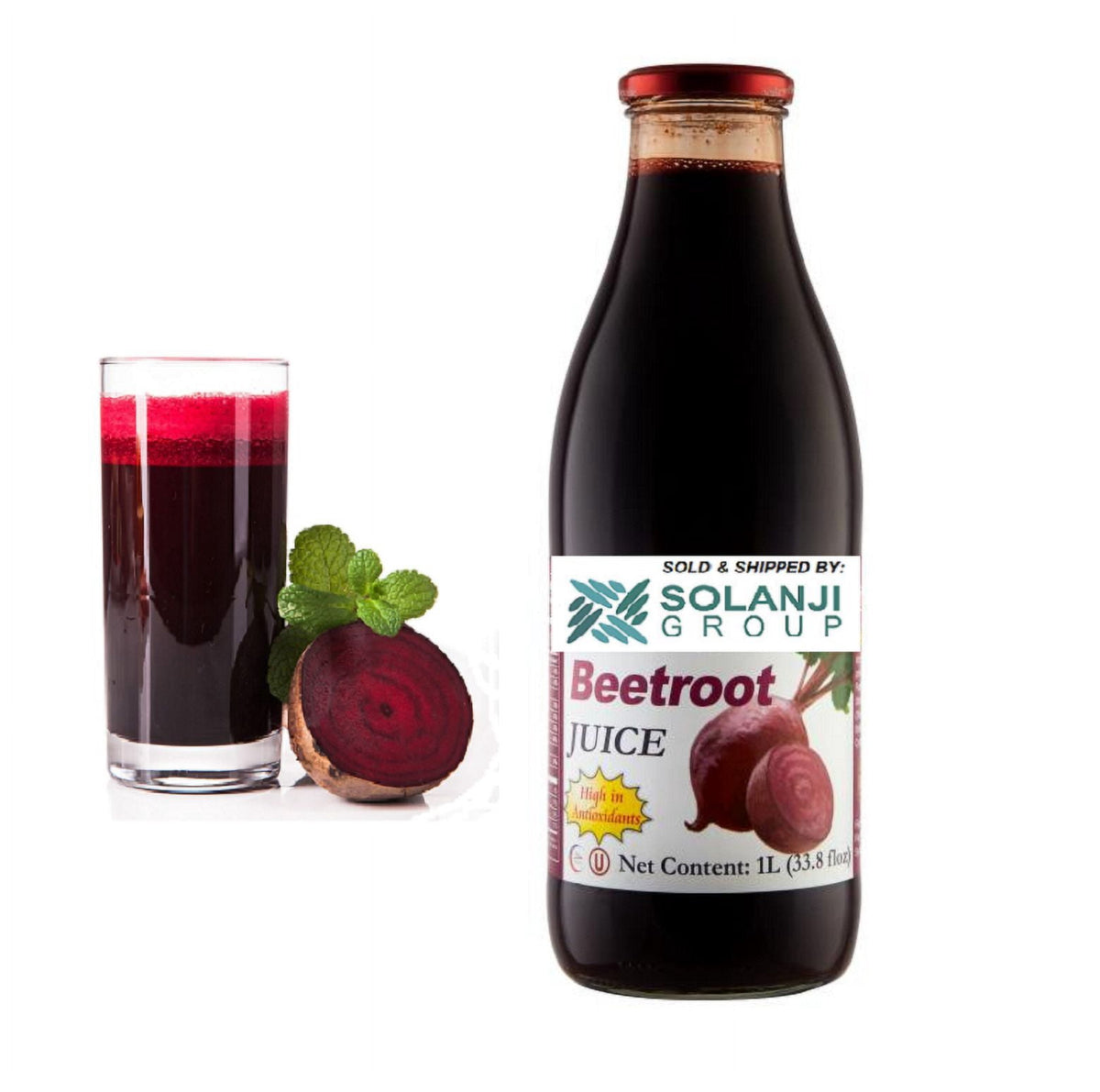 Beetroot Juice Net 33.8 fl.oz (1 Ltr.) - Four (4) Glass Bottles - High in Antioxidants