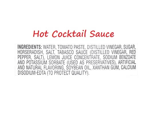 Cocktail Sauce Hot & Mild Combo Two (2) Bottles NT.WT. 10oz. (283g)